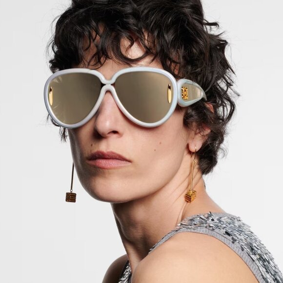 Loewe Women Sunglasses White Gold Mirror Pilot LW40132I 24C NEW AUTHENTIC - Picture 8 of 9
